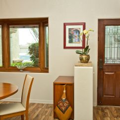 Wooden framed window and door. 